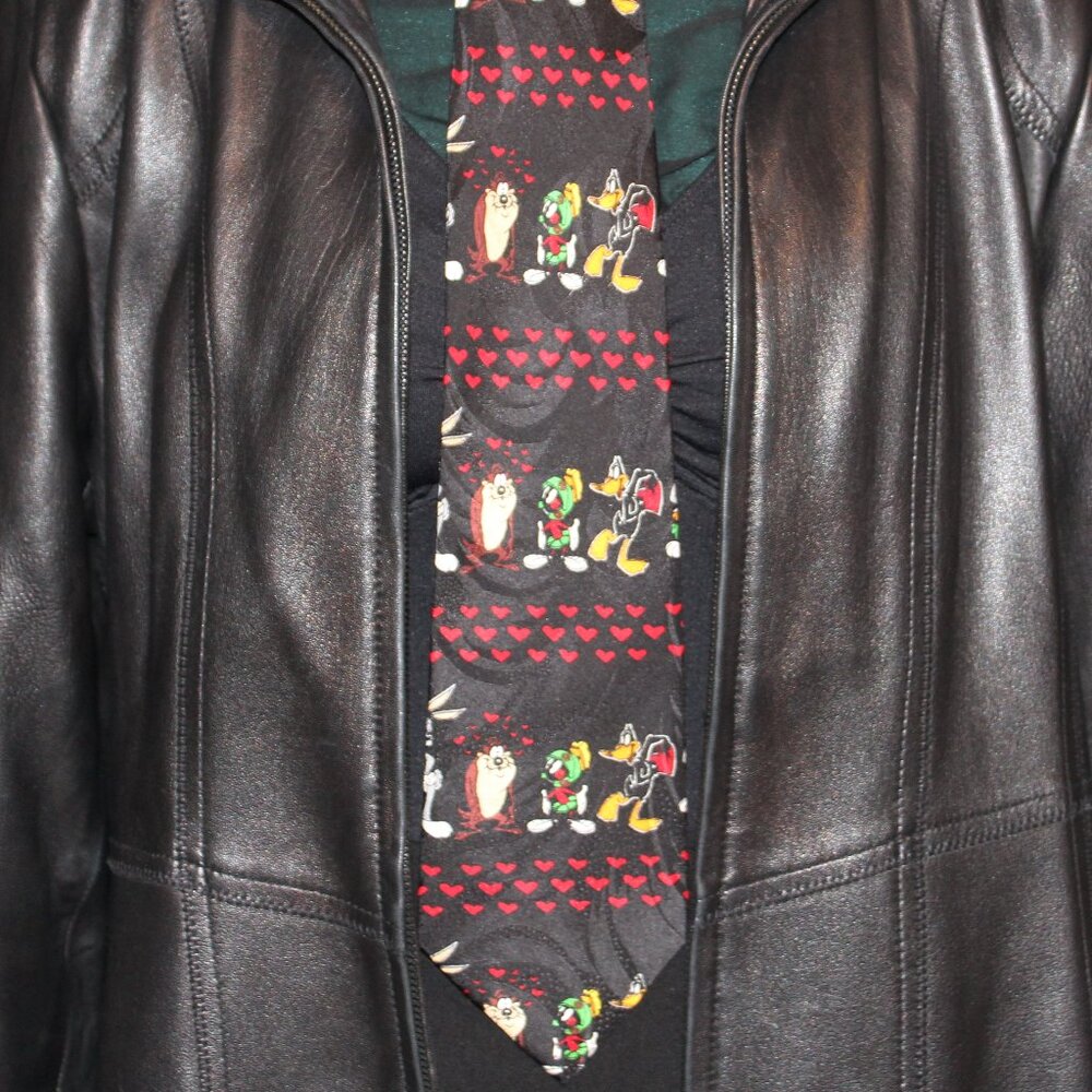 Looney Tunes Mania Silk TIE Taz Bugs Bunny Daffy Marvin the Martian circa 90s XL